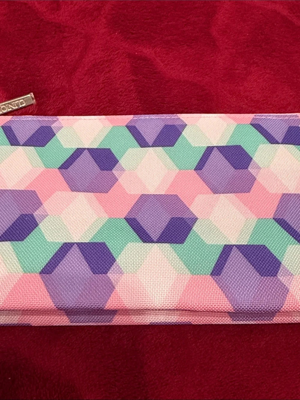 Clinique Geometric Hexagon Print Makeup Bag - Pink, Purple, Mint Cosmetic Girls